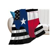 Texas State Black U.S. Flag Funny Throw Blanket Soft Cozy Flannel Blankets Lightweight for Home Couch Sofa Bed