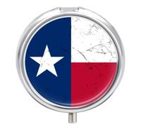 Texas State Flag Distressed Travel Pill Case Cute Pill Box Containers | Large Capacity,3 Compartments,Purse Pocket