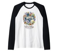 Texas State Flag Flowers Bluebonnets Women Travel Tourist Raglan Baseball Tee