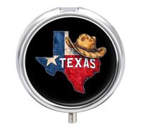 Texas State Flag Hat Travel Pill Case Cute Pill Box Containers | Large Capacity,3 Compartments,Purse Pocket