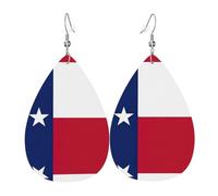 Texas State Flag Leather Earring For Women Teardrop Dangle Printed Fashion Accessories Daily Wear Party