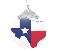 Texas State Flag Map Print Christmas Glass Round Pendant Necklace,Vintage Hanging Ornaments,Christmas Trees Decor