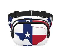 Texas State Flag Map print Cute Large Black Fanny Packs for Women Cross Body Waist Bag Nylon Fashionable Fanny Pack, Black, One Size