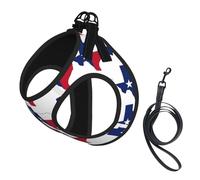 Texas State Flag Map print Dog Harness, 2X Buckle,Dog Vest,No Pulling Front Leash Clip,for Small Medium Dogs