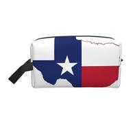 Texas State Flag Map Printed Toiletry Storage Bag, Large Capacity Organizer Pouch for Power Bank and Cables Use