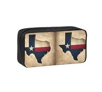 Texas State Flag Map with One Star Print Large Pencil Case Big Capacity Pen Case Durable Pencil Box Stationery Bag for Travel Makeup