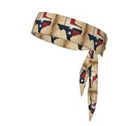 Texas State Flag Map With Two White Stars Print Ninja Headbands,Adjustable Head Tie For Men, Sports Sweatband For Yoga Running Basketball