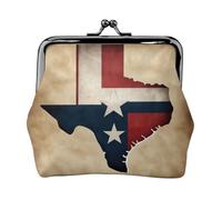 Texas State flag map with two white stars small makeup bag for purse,kiss lock bank card storage bag retro compact multifunctional change bag, Black, One Size, Art Deco