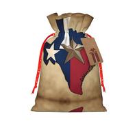 Texas State Flag Map01 Print Christmas Burlap Gift Bag With Drawstring, Present Small Favor Pouch For Birthday Parties-S Size