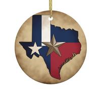 Texas State Flag Map01 Print Personalized Christmas Tree Decorations,Christmas Ceramic Pendants
