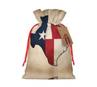 Texas State Flag Map02 Print Christmas Burlap Gift Bag With Drawstring, Present Small Favor Pouch For Birthday Parties-S Size