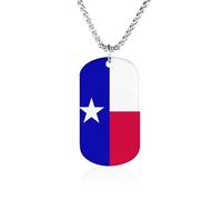 Texas State Flag Personalized Memorial Necklace Printed Metal Pendant Birthday Gifts for Men Women 23.6in(60cm)