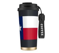 Texas State Flag Print Coffee Tumbler with Dual Use Lid & Straw, Portable Travel Mug for Home Office