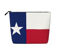 Texas State Flag Print Cosmetic Bag for Women,Faux Linen Makeup Bag Large Capacity,Perfect for Travel Daily Use