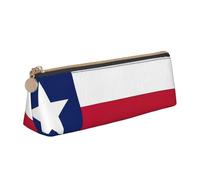 Texas State Flag Print Fashionable Pencil Case Large Capacity Leather Pouch School Travel Classroom Office