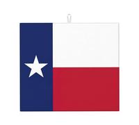 Texas State Flag Print Kitchen Countertop Absorbent Dish Mat for Pad Non-Slip Foldable Reusable Coaster