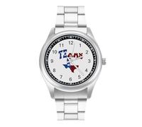 Texas State Flag Simple Stainless Watch Fashion Designer Wristwatch Easy Reader Analog Watches Gifts for Men