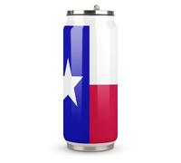 Texas State Flag Stainless Steel Coke Tumbler Vacuum Insulated Beverage Cup Travel Coffee Mug with Lid Straw 500ml