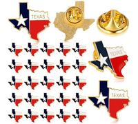Texas State Lapel Pins Bulk, State Shape Flag Texas Themed Souvenir Gifts, Metal Texas Map Flag Pins for Patriotic Traveler Men Women Clothes Backpack Hat, 50P, Zinc, no gemstone
