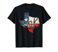 Texas State Map Flag Patriotic Oil Rig Worker T-Shirt
