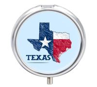 Texas State Map Flag Pill Case Small Portable Medicine Case | 3 Compartment Pill Box,Travel Medicine Pill Organizer for Pocket Purse