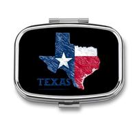 Texas State Map Flag Portable Pill Box Medicine Organizer | 2 Compartment,Square Pill Organizer,Pill Case for Home Travel Outdoor