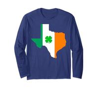 Texas State Map Irish Flag St Patrick's Day Long Sleeve T-Shirt
