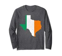 Texas State Map Irish Flag St Patrick's Day Long Sleeve T-Shirt