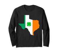 Texas State Map Irish Flag St Patrick's Day Long Sleeve T-Shirt