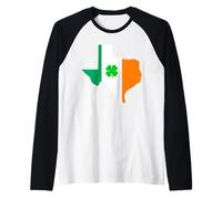 Texas State Map Irish Flag St Patrick's Day Raglan Baseball Tee