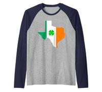 Texas State Map Irish Flag St Patrick's Day Raglan Baseball Tee