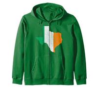 Texas State Map Irish Flag St Patrick's Day Zip Hoodie