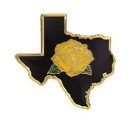 Texas State Metal Enamel Pin with Yellow Rose, Gold Tone Hat Accessory, 2.5cm
