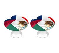 Texas State Mexican Flag Round Cabinet Knobs Set of 2 Stainless Steel Kitchen Cupboard Door Handles 28mm Diameter
