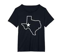 Texas State Outline map for Teen Girls T-Shirt, Women's Plus, Black, 6X