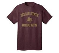 Texas State University Bobcats Retro Distressed Vintage Short Sleeve T-Shirt, Maroon Heather, Medium