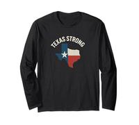 Texas Strong Outline Flag Colors Support Design Long Sleeve T-Shirt