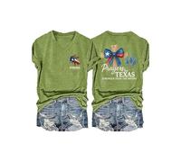 Texas Strong Prayers for Texas God Bless Texa T Shirt for Women (Green XXL)