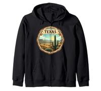 Texas Sunset Desert Badge Western Style Zip Hoodie