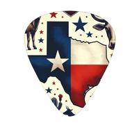 Texas-The-Long-Star-Flag 12 Pack Guitar Picks With 3 Thicknesses And Storage Box, Abs Plectrums For Electric Bass Guitar Players