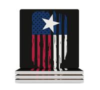 Texas U.S.A Flag Square Ceramic Coasters Absorbent Drink Coaster Set with Cork Base Home Decor 3.7 * 3.7 Inch