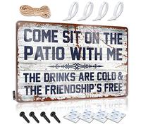 Texas Wall Decor Mechanic Decor For Work Tin Plate Sign Dorm Rules Decor Pre-drilled Tin | Come Sit On The Patio With Me The Drinks Are Cold And The Friendship Is Free For Western