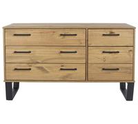 Texas Wide Chest - 6 Drawer - Industrial Style - Oak