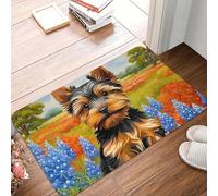 Texas Wildflower Field Yorkshire Terrier Dog Non-slip Doormat Floor Mat Carpet Rug for Kitchen Entrance Home Bedroom Footpad Mat