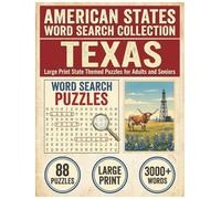 Texas Word Search Puzzle Book: Large Print State Themed Puzzles for Adults and Seniors: Explore Local Cities, History, Facts and Local Heroes with ... (American States Word Search Collection)