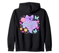 Texas Y2K Coquette State Graphic with Bow and Butterflies Zip Hoodie
