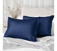 Texbee Silk Pillow cases 2 Pcak, 22 Momme Mulberry Silk Pillowcase for Hair and Skin Health, Soft Smooth Breathable Cool Satin Pillow Case for Beauty Sleep, with Gift Box(50x75CM, Navy Blue)