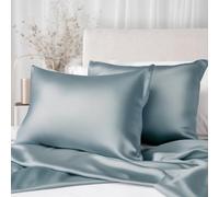 Texbee Silk Pillow cases 2 Pcak, 22 Momme Mulberry Silk Pillowcase for Hair and Skin Health, Soft Smooth Breathable Cool Satin Pillow Case for Beauty Sleep, with Gift Box (50x75 cm,Aqua Green)