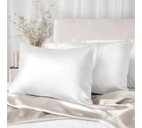 Texbee Silk Pillow cases 2 Pcak, 22 Momme Mulberry Silk Pillowcase for Hair and Skin Health, Soft Smooth Breathable Cool Satin Pillow Case for Beauty Sleep, with Gift Box (50x75 cm, Ivory White)