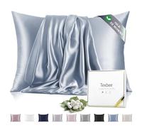 Texbee Silk Pillow cases, 22 Momme Mulberry Silk Pillowcase for Hair and Skin Health, Soft Smooth Breathable Cool Satin Pillow Case for Beauty Sleep, with Gift Box (50x75 cm, Grey Blue)